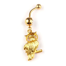 Rhinestone Owl Gold Dangle Body Piercing Jewelry Belly Navel Bar Ring IMY66