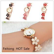 Gold Daisies Flower Rose Bracelet Wrist Watch for Women IMY66