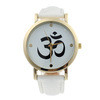 2 Colors Unisex Casual Style Symbol Pattern PU Leather Popular s Analog Quartz Dial Watch For Women Men IMY66