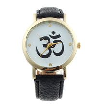 2 Colors Unisex Casual Style Symbol Pattern PU Leather Popular s Analog Quartz Dial Watch For Women Men IMY66