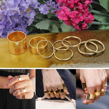 9pcs Urban Gothic Punk Gold Stack Plain Cute Band Above MIDI Knuckle Rings Set IMY66