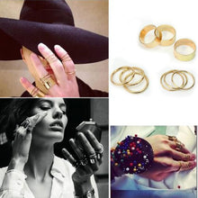 9pcs Urban Gothic Punk Gold Stack Plain Cute Band Above MIDI Knuckle Rings Set IMY66