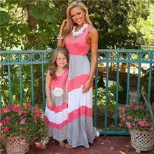 Mother Daughter Dresses Family Matching Clothing Women Girls Dress Casual Family Clothes Sleeveless Stripe Dress IMY66