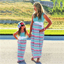Mother Daughter Dresses Family Matching Clothing Women Girls Dress Casual Family Clothes Sleeveless Stripe Dress IMY66