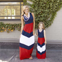 Mother Daughter Dresses Family Matching Clothing Women Girls Dress Casual Family Clothes Sleeveless Stripe Dress IMY66