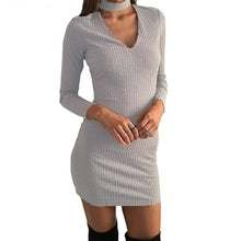 Dress Women Long Sleeve Sexy Party Knitted Dress Casual Bodycon Dress Vestidos Sweater Dresses Vestidos femininos IMY66