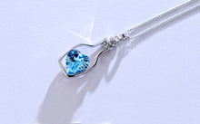 Creative Women Necklace Ladies Popular Style Love Drift Bottles Pendant Necklace Blue Heart Crystal Pendant Necklace IMY66