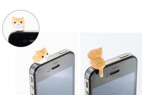 Cute 6pcs Cheese Cat 3.5mm Anti Dust Earphone Jack Plug Stopper Dirt-resistant Cartoon Dust Plug Cap For iphone IMY66