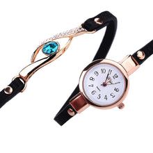 DUOYA Eye Gemstone Luxury Watches Women Gold Bracelet Watch Dress Female PU Leather Electronic Quartz Wristwatches Clock IMY66