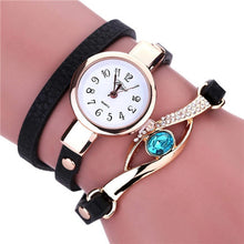 DUOYA Eye Gemstone Luxury Watches Women Gold Bracelet Watch Dress Female PU Leather Electronic Quartz Wristwatches Clock IMY66
