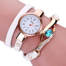 DUOYA Eye Gemstone Luxury Watches Women Gold Bracelet Watch Dress Female PU Leather Electronic Quartz Wristwatches Clock IMY66