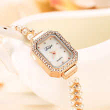 Duoya Quartz Watch Women Gold Pearl Jewelry Steel Bracelet Wristwatch Women Female Lady Crystal Casual Watch IMY66
