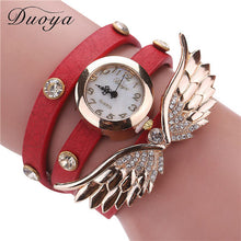 Duoya Watch Women Gold Wing PU Leather Casual Bracelet Watch Women Dress Luxury Quartz Wristwatches Relojes IMY66