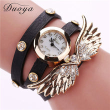 Duoya Watch Women Gold Wing PU Leather Casual Bracelet Watch Women Dress Luxury Quartz Wristwatches Relojes IMY66