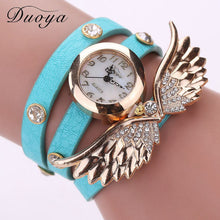 Duoya Watch Women Gold Wing PU Leather Casual Bracelet Watch Women Dress Luxury Quartz Wristwatches Relojes IMY66