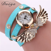 Duoya Watch Women Gold Wing PU Leather Casual Bracelet Watch Women Dress Luxury Quartz Wristwatches Relojes IMY66