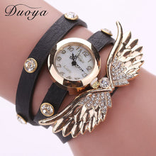 Duoya Watch Women Gold Wing PU Leather Casual Bracelet Watch Women Dress Luxury Quartz Wristwatches Relojes IMY66
