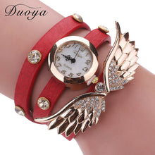 Duoya Watch Women Gold Wing PU Leather Casual Bracelet Watch Women Dress Luxury Quartz Wristwatches Relojes IMY66