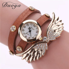 Duoya Watch Women Gold Wing PU Leather Casual Bracelet Watch Women Dress Luxury Quartz Wristwatches Relojes IMY66