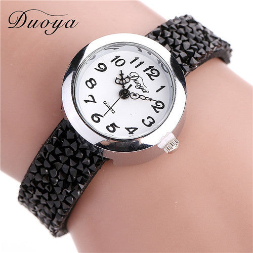 Duoya Watches Women Crystal Bracelet Quartz Wristwatch Rhinestone Ladies Dress Watches relogio feminino IMY66