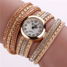 Duoya Casual Bracelet Watches Women Ladies PU Leather Band Rhinestone Quartz Wrist Watches Relogio feminino IMY66