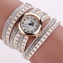 Duoya Casual Bracelet Watches Women Ladies PU Leather Band Rhinestone Quartz Wrist Watches Relogio feminino IMY66
