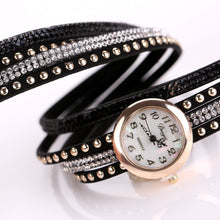 Duoya Casual Bracelet Watches Women Ladies PU Leather Band Rhinestone Quartz Wrist Watches Relogio feminino IMY66