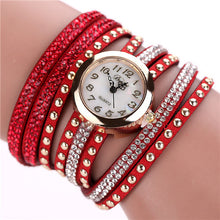 Duoya Casual Bracelet Watches Women Ladies PU Leather Band Rhinestone Quartz Wrist Watches Relogio feminino IMY66