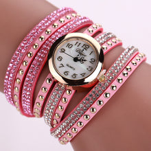 Duoya Casual Bracelet Watches Women Ladies PU Leather Band Rhinestone Quartz Wrist Watches Relogio feminino IMY66
