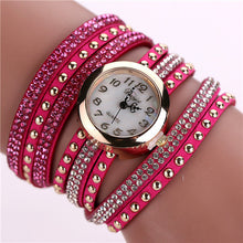 Duoya Casual Bracelet Watches Women Ladies PU Leather Band Rhinestone Quartz Wrist Watches Relogio feminino IMY66
