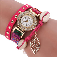 Duoya Dress Watch Womens Bracelet Watches Ladies Stainless Steel PU Leather Strap Leaf Braided Quartz Watch relogio IMY66