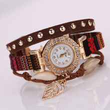 Duoya Dress Watch Womens Bracelet Watches Ladies Stainless Steel PU Leather Strap Leaf Braided Quartz Watch relogio IMY66