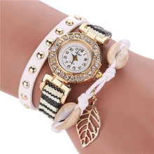 Duoya Dress Watch Womens Bracelet Watches Ladies Stainless Steel PU Leather Strap Leaf Braided Quartz Watch relogio IMY66