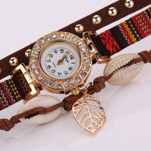 Duoya Dress Watch Womens Bracelet Watches Ladies Stainless Steel PU Leather Strap Leaf Braided Quartz Watch relogio IMY66