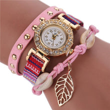 Duoya Dress Watch Womens Bracelet Watches Ladies Stainless Steel PU Leather Strap Leaf Braided Quartz Watch relogio IMY66