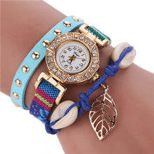 Duoya Dress Watch Womens Bracelet Watches Ladies Stainless Steel PU Leather Strap Leaf Braided Quartz Watch relogio IMY66