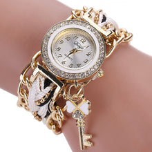 Duoya Women's Ladies Dress Watches Key Braided Band Rhinestone Quartz Wrist Watches Relogio feminino Clock IMY66