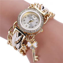 Duoya Women's Ladies Dress Watches Key Braided Band Rhinestone Quartz Wrist Watches Relogio feminino Clock IMY66