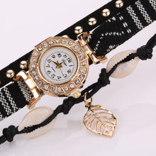 Duoya Womens Watch Ladies PU Leather Strap Braided Leaf Bracelet Quartz Wrist Watch relogios feminino IMY66