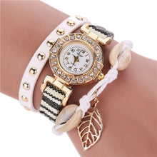 Duoya Womens Watch Ladies PU Leather Strap Braided Leaf Bracelet Quartz Wrist Watch relogios feminino IMY66