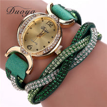 Duoya Luxury Dress Watches Women Heart Pendant Gold Bracelet Rhinestone Quartz Watch relogio feminino Clock IMY66