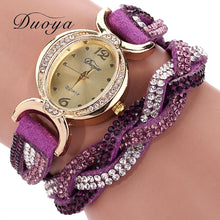 Duoya Luxury Dress Watches Women Heart Pendant Gold Bracelet Rhinestone Quartz Watch relogio feminino Clock IMY66