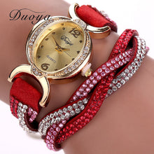 Duoya Luxury Dress Watches Women Heart Pendant Gold Bracelet Rhinestone Quartz Watch relogio feminino Clock IMY66