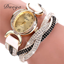 Duoya Luxury Dress Watches Women Heart Pendant Gold Bracelet Rhinestone Quartz Watch relogio feminino Clock IMY66