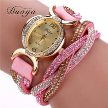 Duoya Luxury Dress Watches Women Heart Pendant Gold Bracelet Rhinestone Quartz Watch relogio feminino Clock IMY66