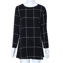 Fabulous Women Long Sleeve Tartan Check Print Flared Swing Dress IMY66