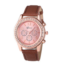 Geneva Luxury Watches Women Roman Watch Lady Rhinestone PU Leather Band Analog Quartz Wrist Watch relojes mujer IMY66