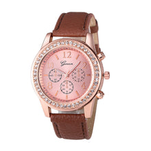 Geneva Luxury Watches Women Roman Watch Lady Rhinestone PU Leather Band Analog Quartz Wrist Watch relojes mujer IMY66