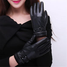 Luxury PU Leather Gloves For Womens Phone Touch Screen Gloves Warm Wrist Gloves Mitten Cashmere IMY66