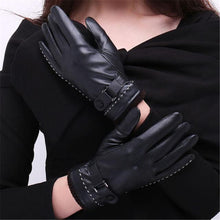Luxury PU Leather Gloves For Womens Phone Touch Screen Gloves Warm Wrist Gloves Mitten Cashmere IMY66